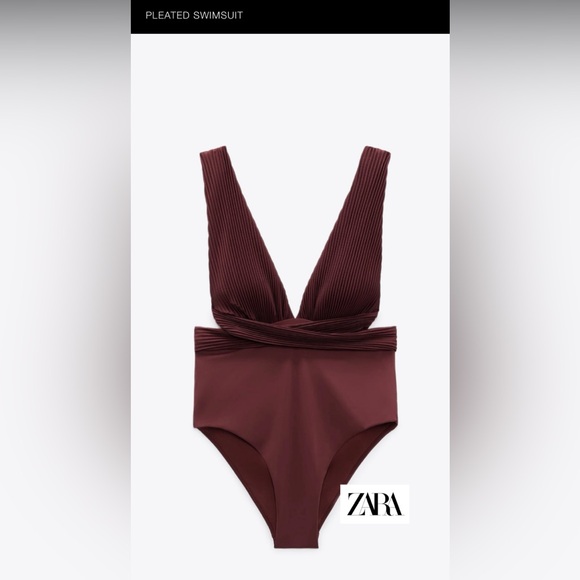 ZARA NEW PLEATED SWIMSUIT - Picture 2 of 3